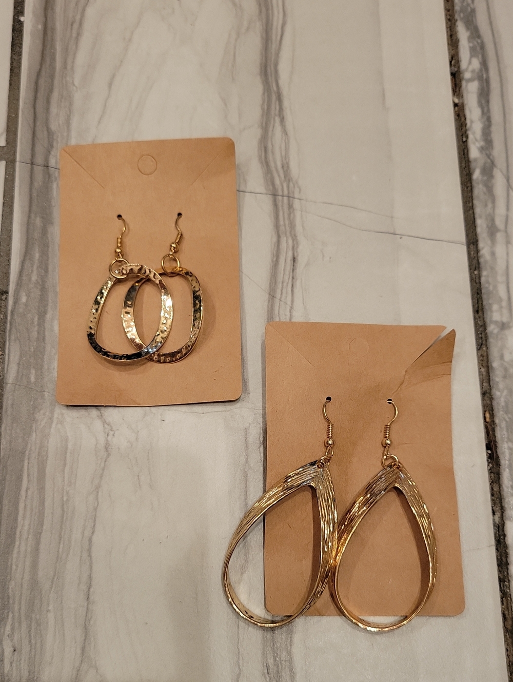 Gold Teardrop and Hoop Earrings Set - Women Jewelry